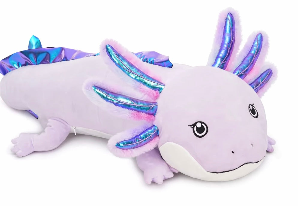 Giant Purple Axolotl Plush Pillow – 43” 3.6ft Extra-Long Cuddle Buddy